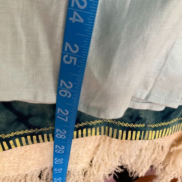 Pure Collection Shirt Womens Sz 12 Aqua Blue Green Linen Long‎ Sleeve Button Up - Picture 8 of 8